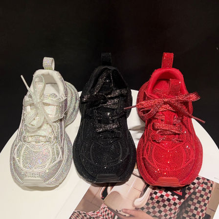 左左家中大童闪钻潮酷老爹鞋2026春季新款户外防滑时尚儿童运动鞋