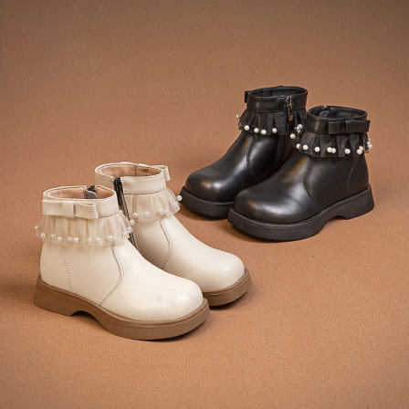 会员拍 女童公主短靴 儿童二层牛皮靴子 加绒二棉 新款冬季马丁靴