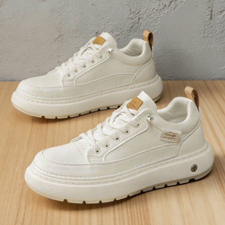 男鞋不系带增高厚底面包鞋时尚百搭男生鞋子防滑运动休闲白色板鞋