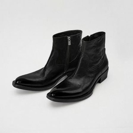 「首发2开」AMBSOM尖头雅痞切尔西靴高帮植鞣牛皮厚底Excella拉链