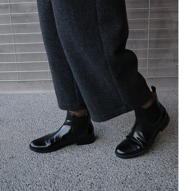 一口氧气「切尔西靴」头层开边珠牛皮复古手工时髦百搭切尔西短靴主图