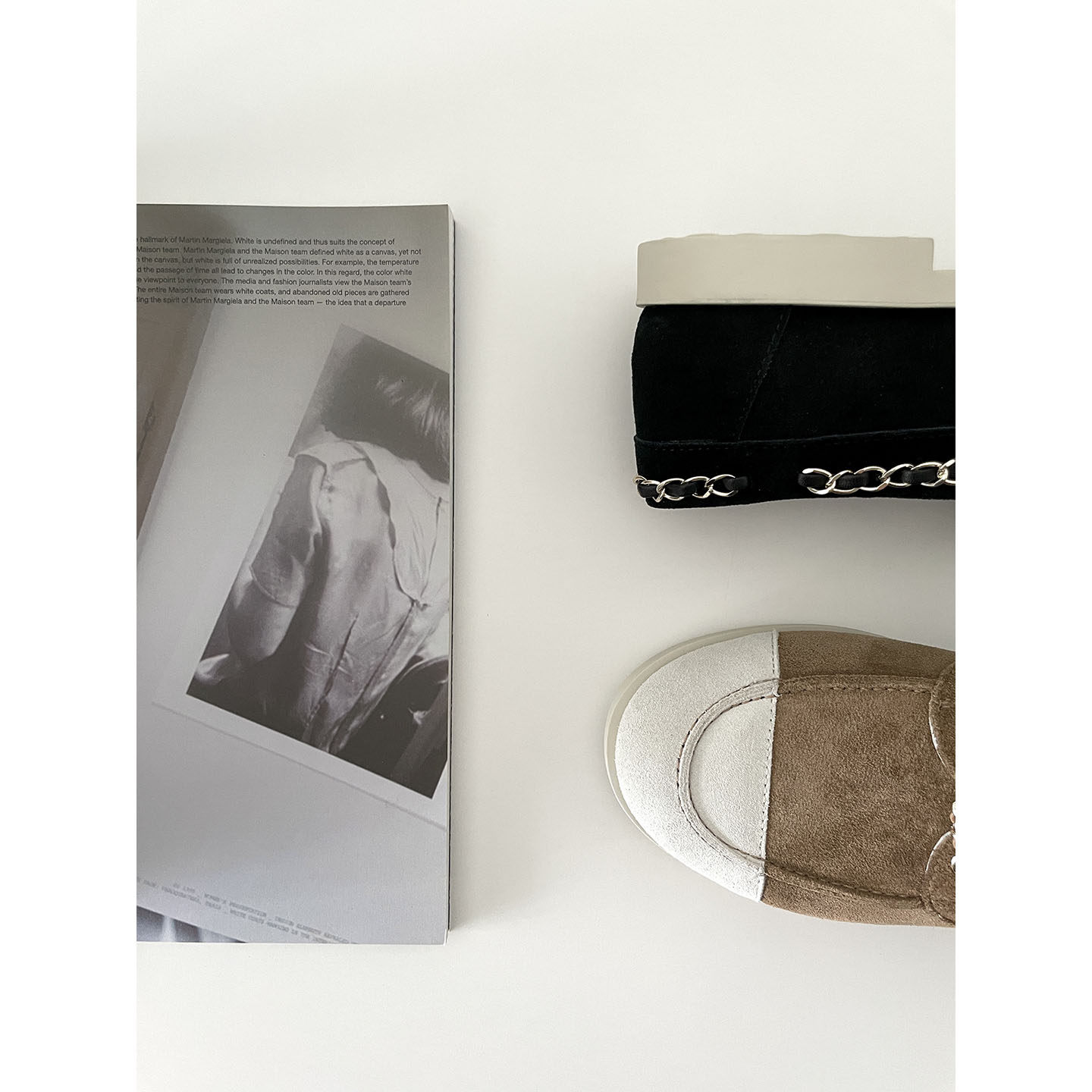 鱼买买 本季Z爱 反绒牛皮拼色链条系带休闲乐福鞋主图