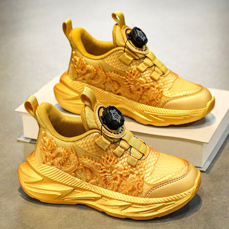 男童鞋子儿童运动鞋春季2026新款新年炫酷跑步鞋小男孩金色老爹鞋