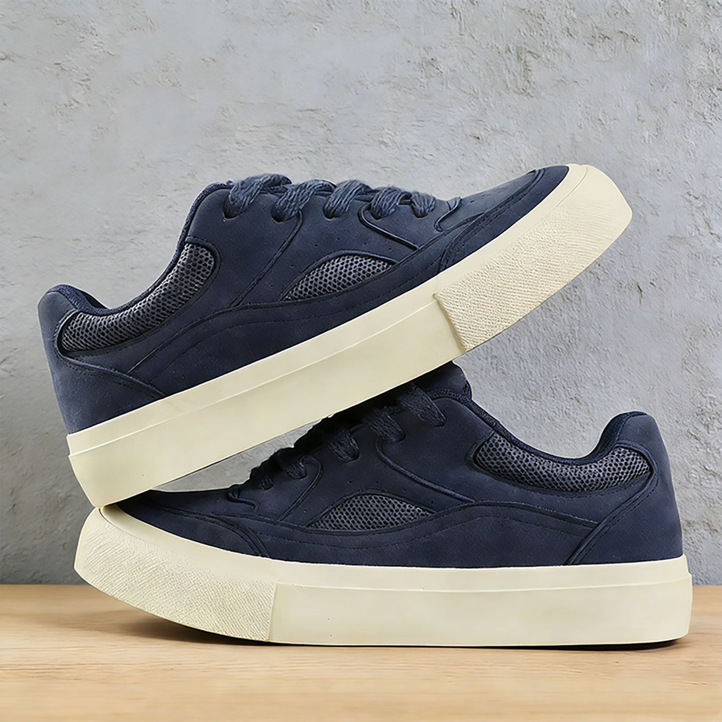 男士板鞋2026新款透气休闲潮鞋复古牛仔蓝男生小众设计百搭帆布鞋主图