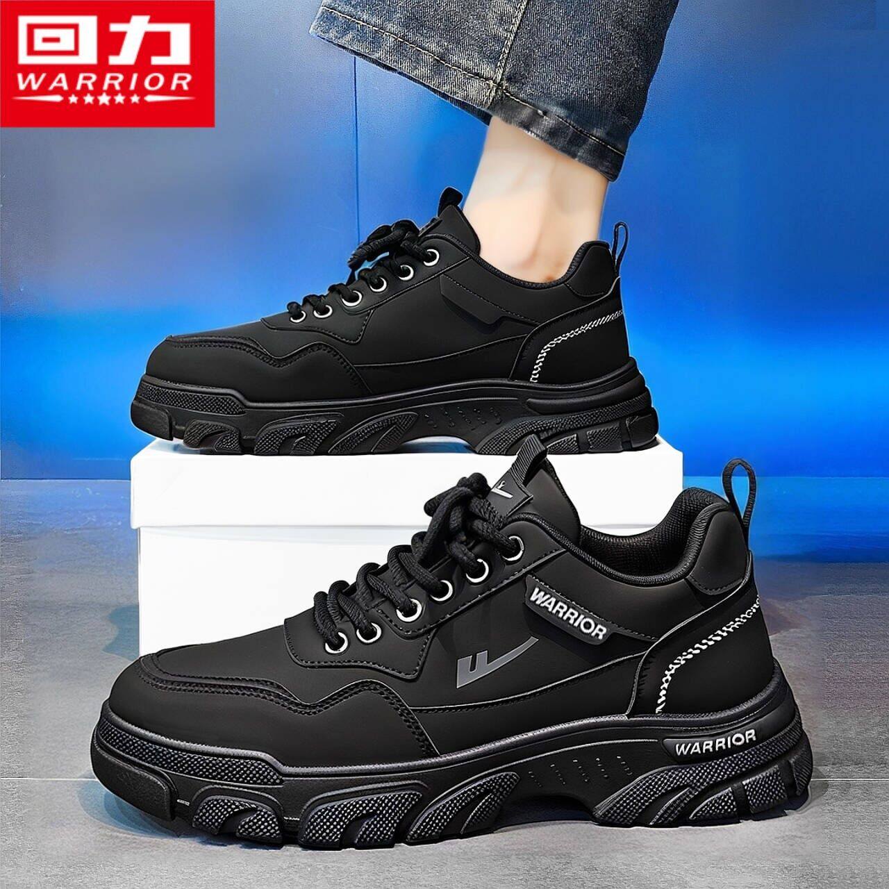 回力男鞋冬季休闲黑色工作皮鞋运动厨房防水防滑耐磨耐脏劳保板鞋主图