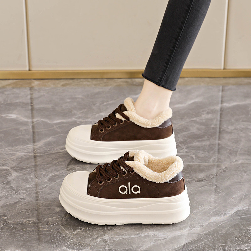 厚底羊羔毛毛鞋女2025冬季新款女鞋增高加绒加厚棉鞋保暖休闲板鞋主图