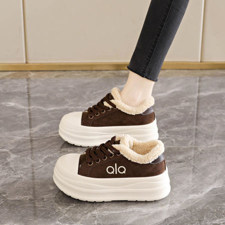 厚底羊羔毛毛鞋女2025冬季新款女鞋增高加绒加厚棉鞋保暖休闲板鞋