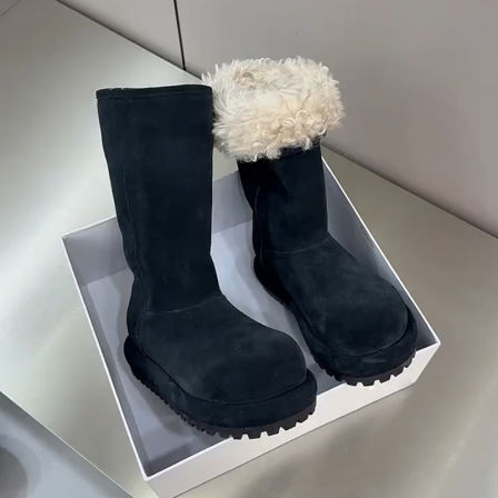 牛皮版！雪地靴女款2025新款冬季加绒圆头可两穿舒适百搭厚底棉靴