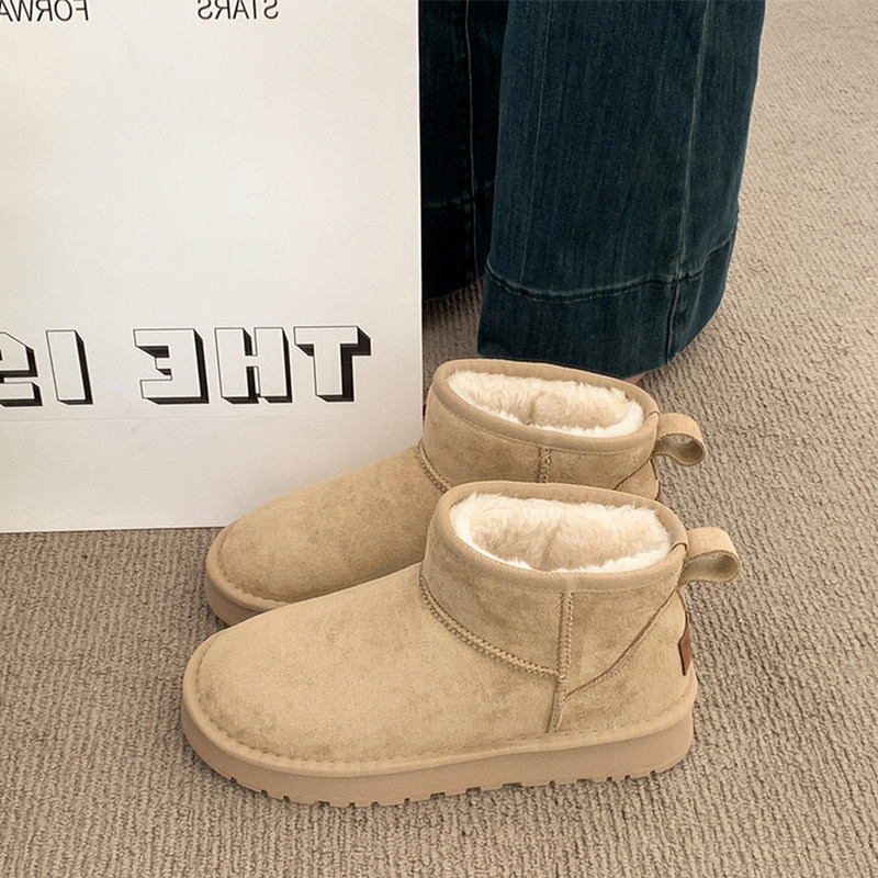 厚底勃肯鞋雪地靴女款2025冬季新款加绒加厚短靴防水防滑保暖棉鞋主图