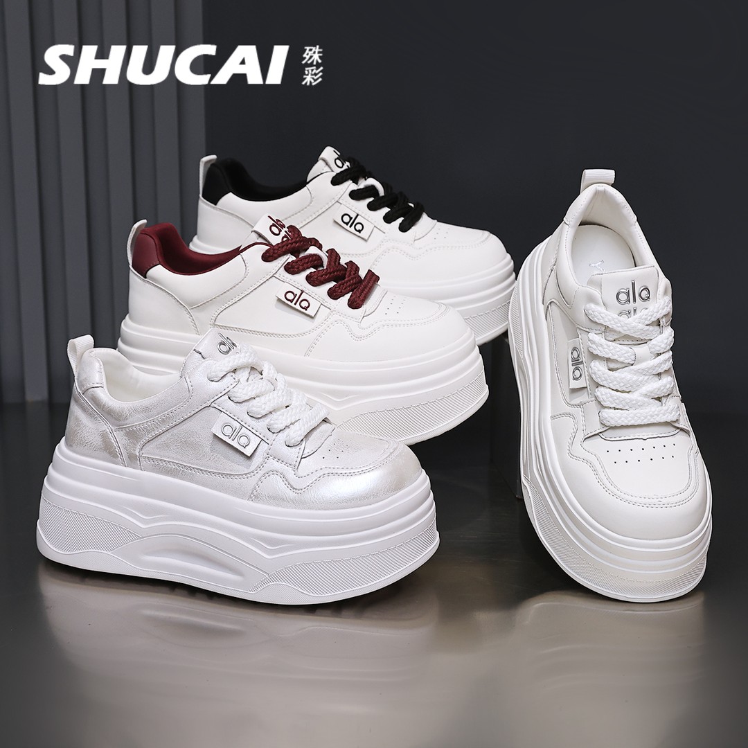 殊彩7CM厚底小白鞋女2026春季新款时尚增高百搭小个子板鞋松糕鞋主图