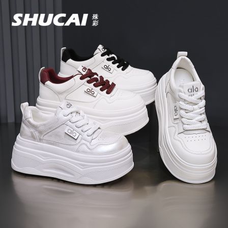 殊彩7CM厚底小白鞋女2026春季新款时尚增高百搭小个子板鞋松糕鞋