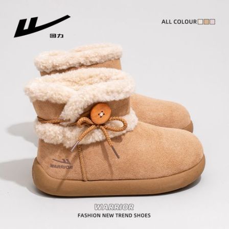 回力雪地靴女2025新款冬季加绒皮毛一体厚底保暖棉鞋女毛毛短靴子