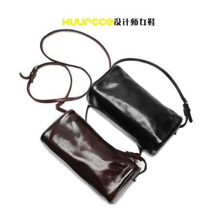 【kuurcce】重水洗马皮极简笔袋包女笔筒包迷你小方包手拎包手提包