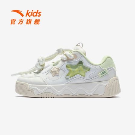 奶昔板鞋 安踏儿童2026耐磨女孩时尚复古潮流款322618013