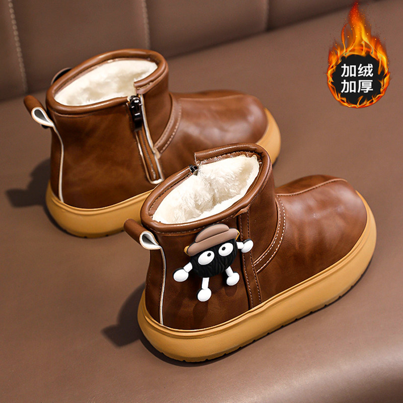 阿童木男童皮毛一体雪地靴2026新款春季儿童保暖棉鞋加厚冬靴防滑主图