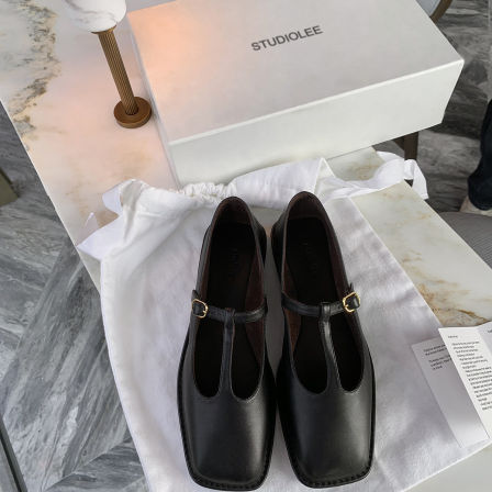 【黑标系列】葡萄妈studiolee进口混种羊皮方头T字扣带玛丽珍鞋女