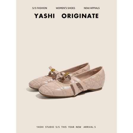 真皮~法式少女粉色山茶花玛丽珍鞋2026春新款小香风减龄百搭单鞋