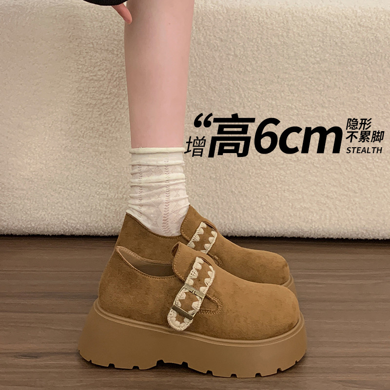 勃肯鞋女鞋2026年新款春季复古小个子厚底增高全包一脚蹬博肯单鞋主图