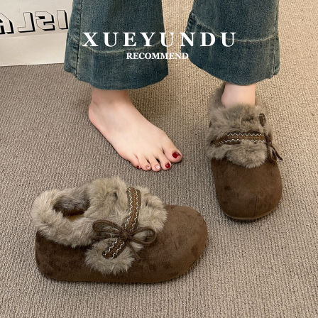 复古棕色加绒雪地靴女2025新款冬季外穿毛毛勃肯鞋保暖雪地棉鞋子