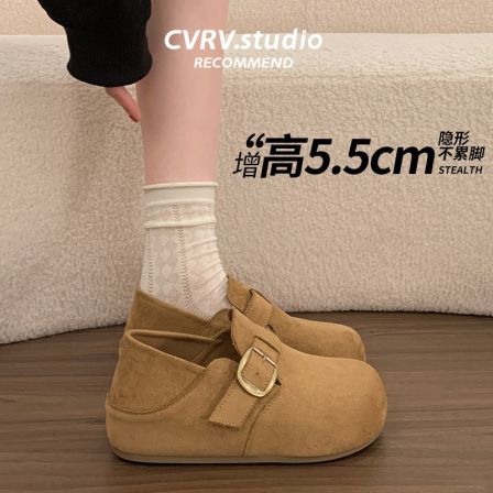 内增高厚底全包勃肯鞋女2026新款春季博肯乐福单鞋两穿包头半拖鞋