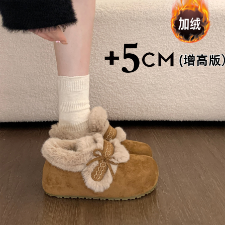 巨好看厚底内增高加绒勃肯鞋女鞋2025新款冬季雪地靴乐福毛毛棉鞋