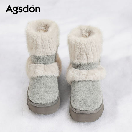 奥古狮登加绒雪地靴女款2025新款冬季厚底保暖短靴子毛毛绒棉鞋爆