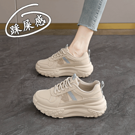 踩屎感真皮运动鞋女2026新款春季百搭显脚小老爹鞋防滑休闲鞋34码