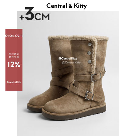 【星恩奇】厚底加绒雪地靴女款2025年新款冬季两穿保暖棉鞋长靴