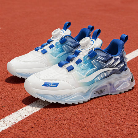 不系带男鞋网面透气增高机甲老爹鞋中大童学生软底旋转扣运动鞋子