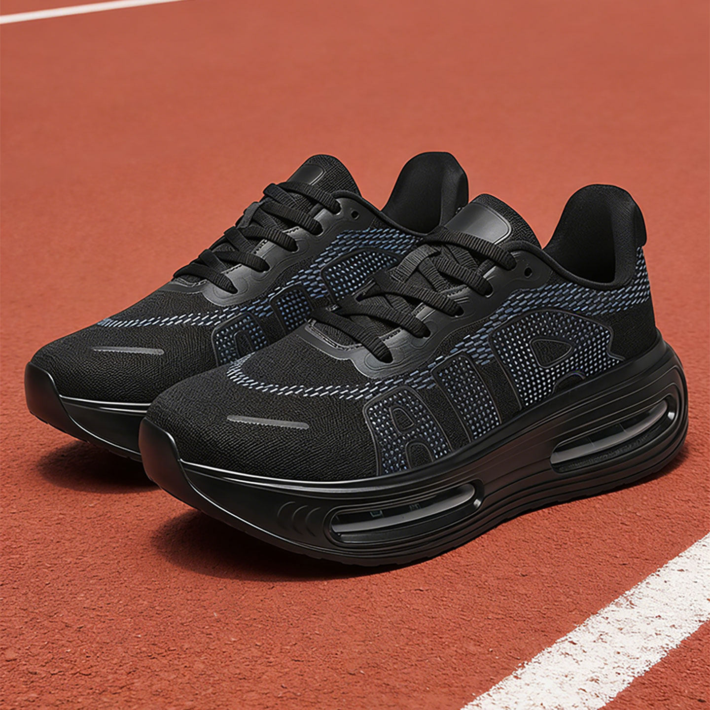 黑色男鞋专业减震马拉松气垫跑鞋大尺码男款透气防滑初中学生运动鞋主图