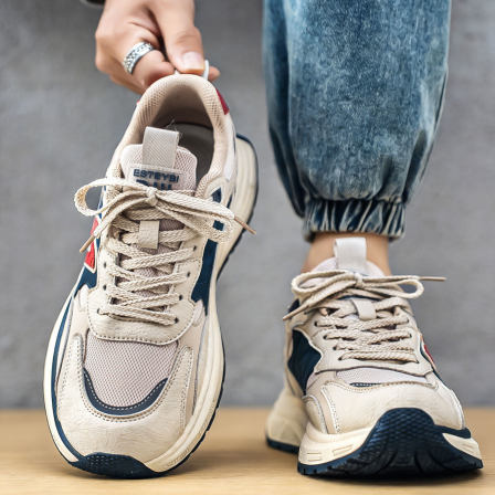 潮牌男鞋2026春季新款潮流男士运动阿甘鞋厚底网面透气休闲慢跑鞋