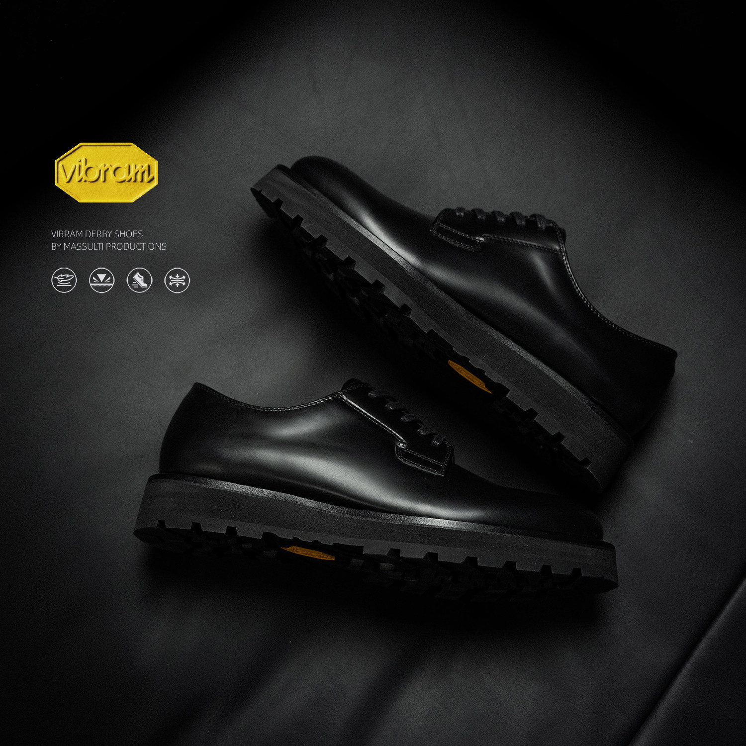 MASSULTI 英国进口头层牛皮 轻量化耐磨Vibram 运动皮鞋V底德比鞋主图