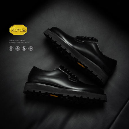 MASSULTI 英国进口头层牛皮 轻量化耐磨Vibram 运动皮鞋V底德比鞋