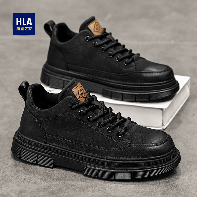 海澜之家男鞋冬季加绒加厚英伦工装耐磨休闲皮鞋低帮马丁靴男棉鞋主图