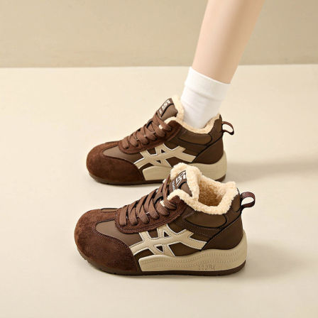 美拉德运动棉鞋女款2025新款冬季加绒高帮德训鞋百搭保暖雪地靴女