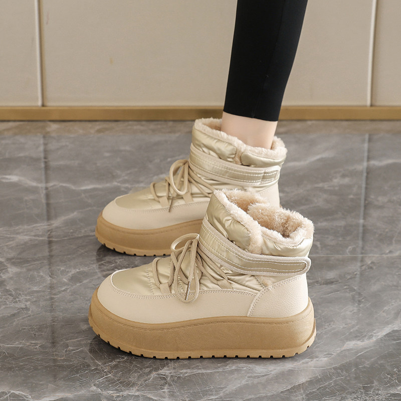 哈尔滨雪地靴女2025新款冬季加绒保暖厚底面包棉靴防滑东北大棉鞋主图