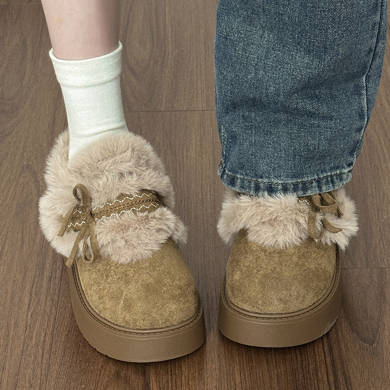 费尔岛加绒勃肯鞋女厚底冬季软底防滑毛毛鞋小个子增高5cm女棉鞋主图