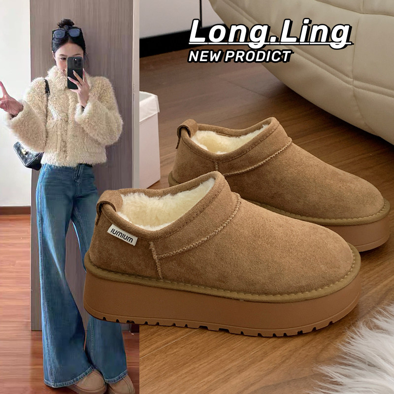 厚底加绒加厚勃肯鞋女冬2025新款防水防滑雪地靴东北保暖面包棉鞋主图