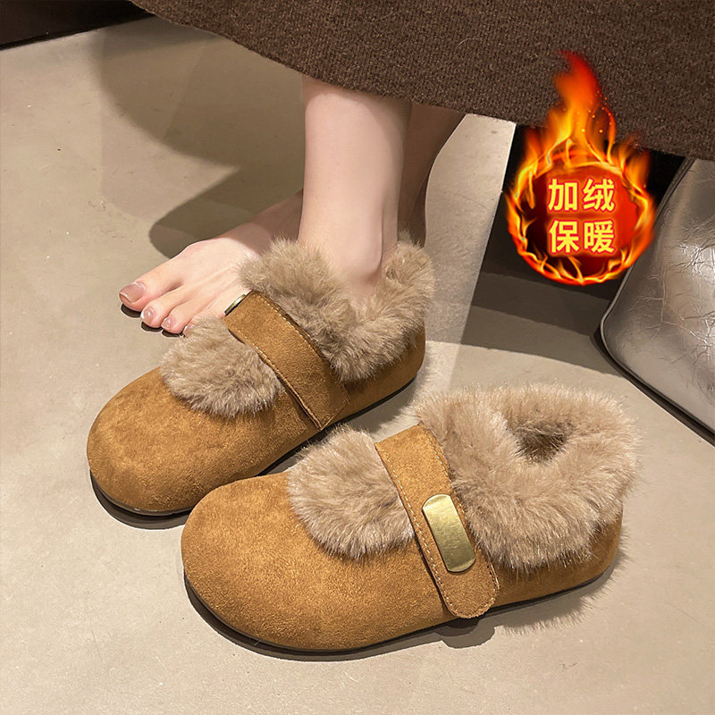 巨好看厚底内增高加绒勃肯鞋毛毛棉鞋子女2025新款冬季雪地靴爆款主图