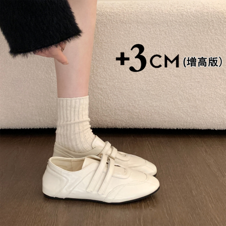 内增高平底勃肯鞋软底小皮鞋女2026新款春小白鞋玛丽珍芭蕾风单鞋