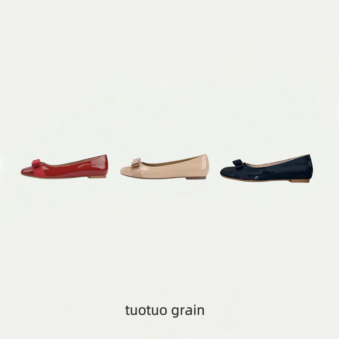 【tuotuo grain】内增高裸色蝴蝶结法式百搭平底单鞋女款主图