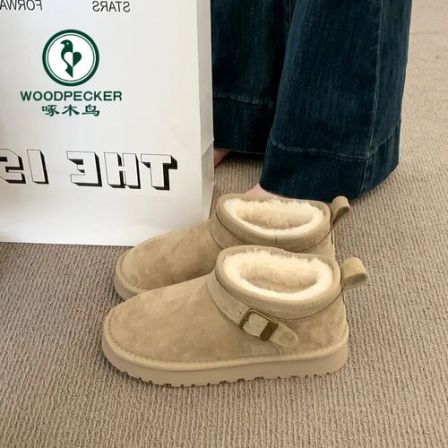 啄木鸟皮毛一体雪地靴女款爆款2025新款冬季加绒加厚东北大棉鞋子