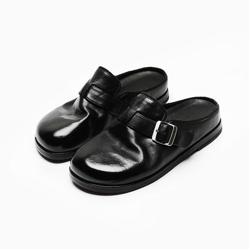 【kuurcce】水洗马皮包头拖鞋女皮底懒人半拖复古一脚蹬勃肯鞋拖鞋主图