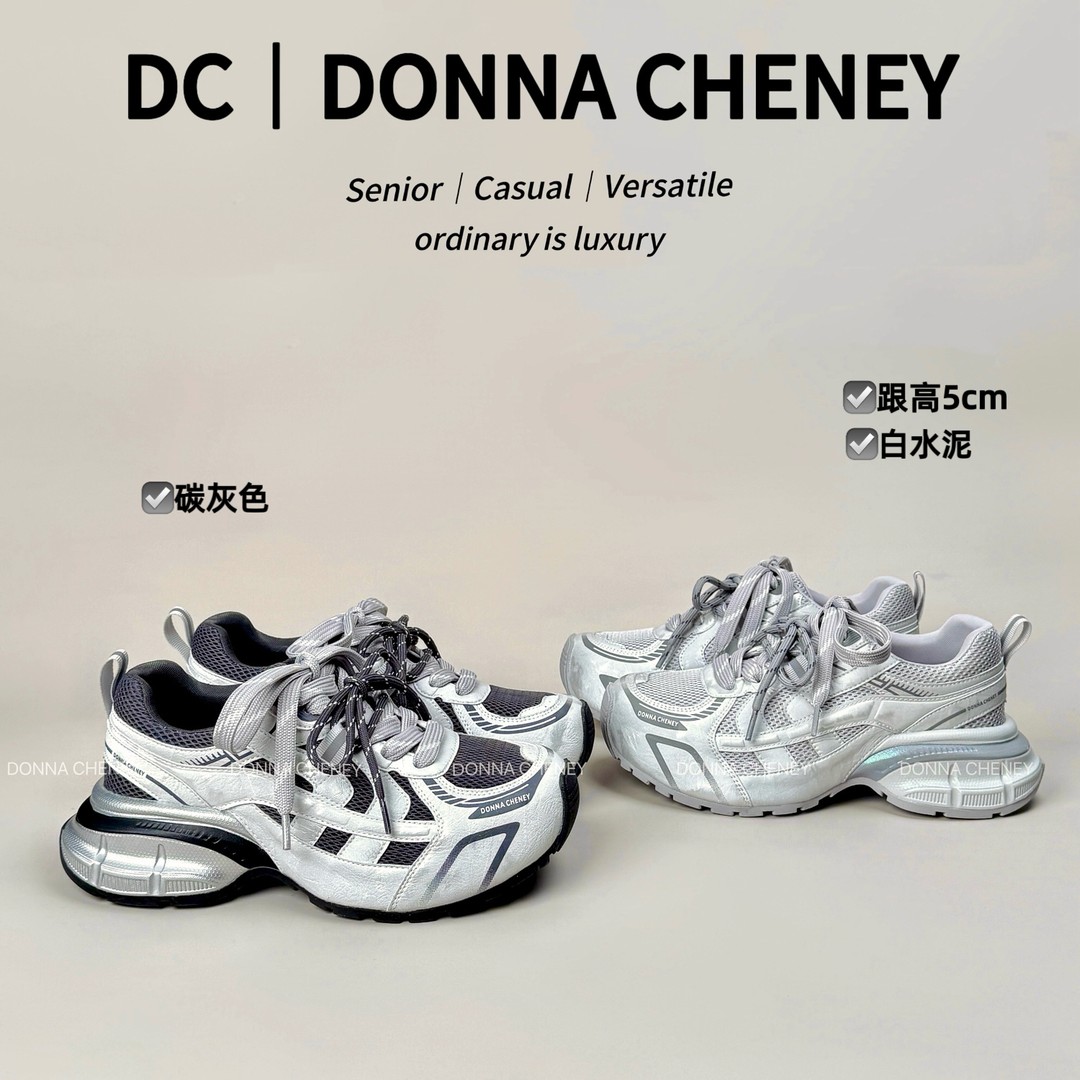 DONNA CHENEY双鞋带老爹鞋2026春季百搭时尚增高厚底白水泥运动鞋主图
