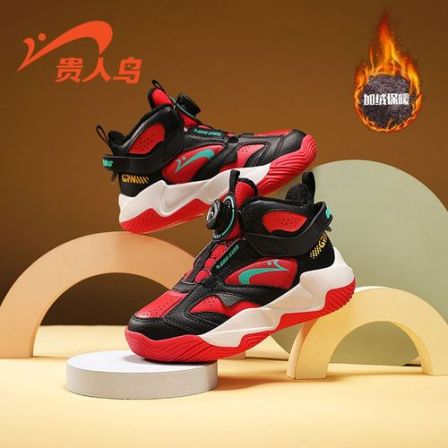 贵人鸟儿童鞋2025冬季男童加绒保暖女童鞋子高帮篮球鞋防滑运动鞋