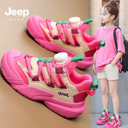 jeep女童鞋子运动鞋春季2026新款户外儿童老爹鞋中大童女孩跑步鞋