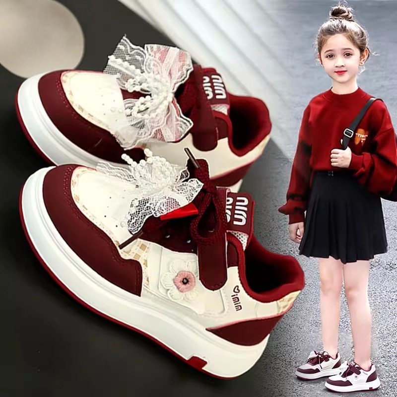 官网C&K红色女童鞋子2026秋冬季儿童运动公主软底板鞋女孩小白鞋主图