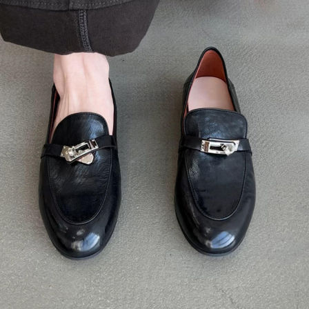 羊皮版~老钱风真皮舒适软底低跟小皮鞋女英伦风真皮黑色百搭单鞋