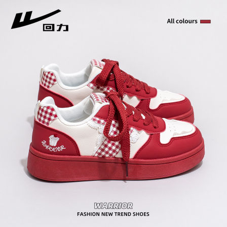 回力厚底小白鞋女2026春季新款喜庆百搭红色本命年女鞋加绒板鞋女