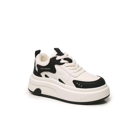 B 门店89&9！熊猫鞋系列」巨轻厚底增高牛皮板鞋休闲小白鞋女C25586